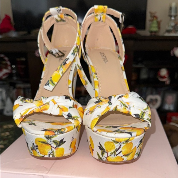 JustFab Shoes - Steve Madden Lemon Print Platform Sandals